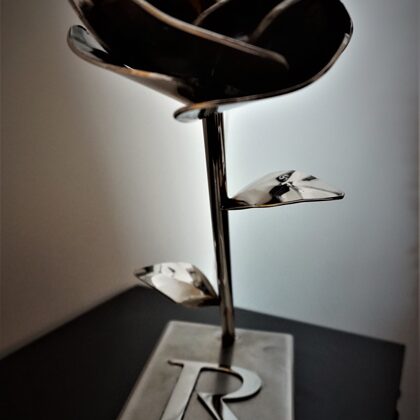 Hand crafted from stainless steel scrap materials